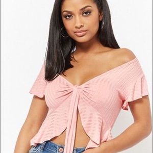 F21 Tie Front Cropped Top